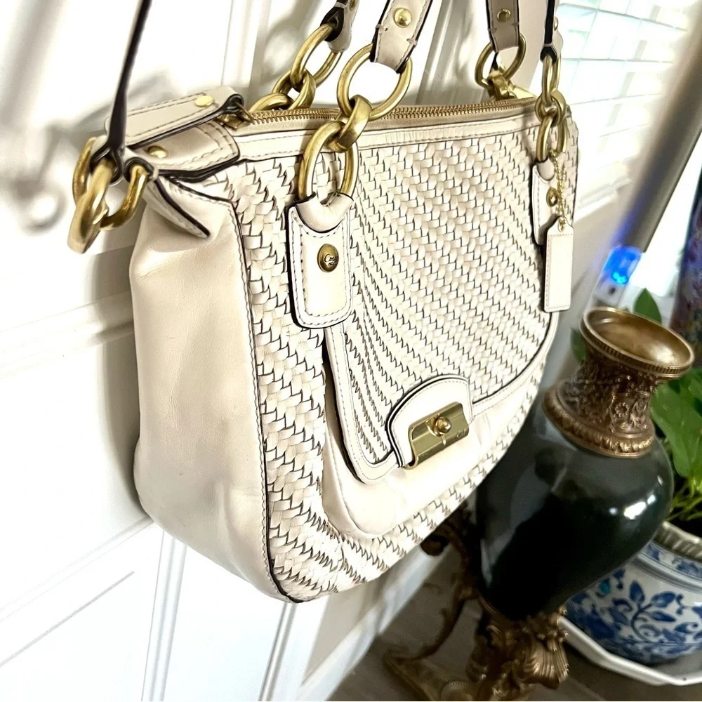Coach Vintage Plaid Beige Leather Shoulders/Crossbody/Satchels Bag